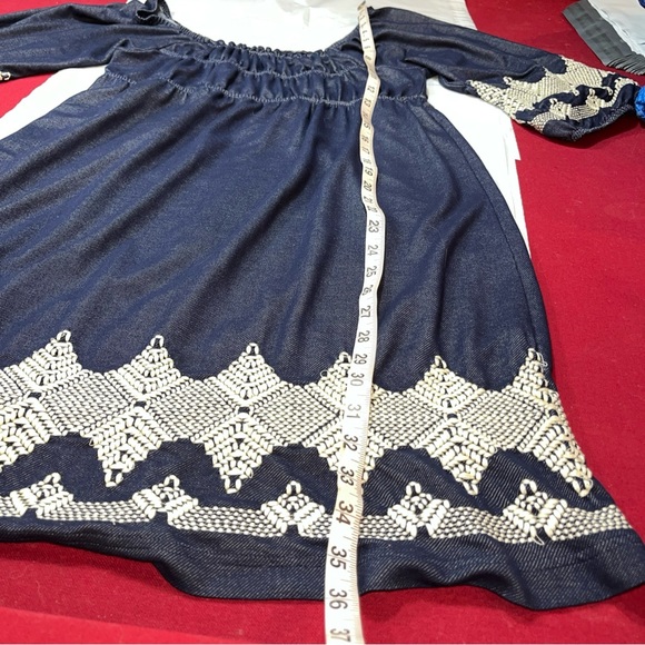 Uncle Frank BLUE DRESS MED BOHO Anthropologie white Crochet Knit Wide Neck 75203 - Picture 14 of 16